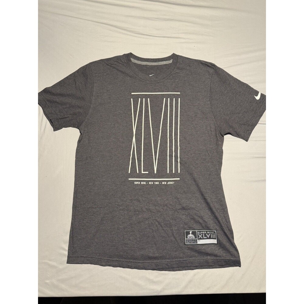 NFL SBGP Men's M T-Shirt Super Bowl XLVIII Regular Fit Starch Charcoal 31489X